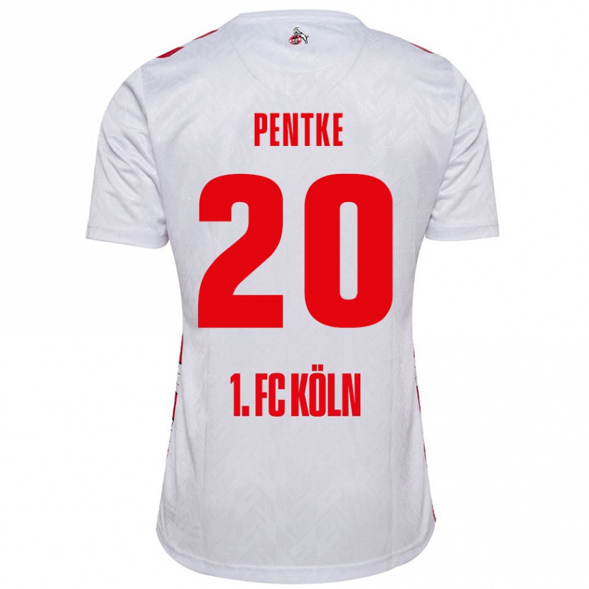 Kids Football Philipp Pentke #20 White Red Home Jersey 2024/25 T-Shirt Canada