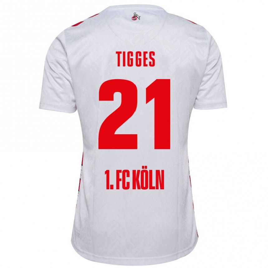 Kids Football Steffen Tigges #21 White Red Home Jersey 2024/25 T-Shirt Canada