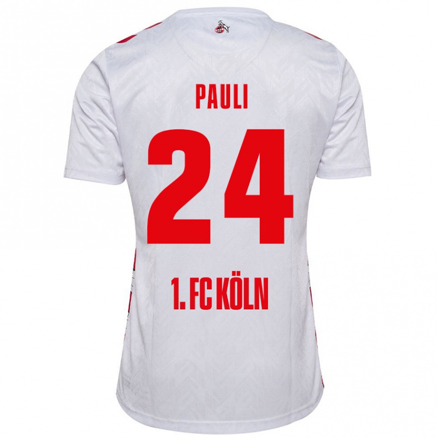 Kids Football Julian Pauli #24 White Red Home Jersey 2024/25 T-Shirt Canada