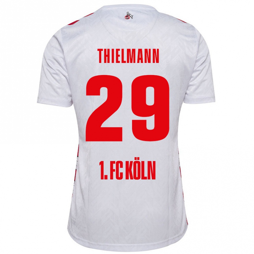 Kids Football Jan Thielmann #29 White Red Home Jersey 2024/25 T-Shirt Canada