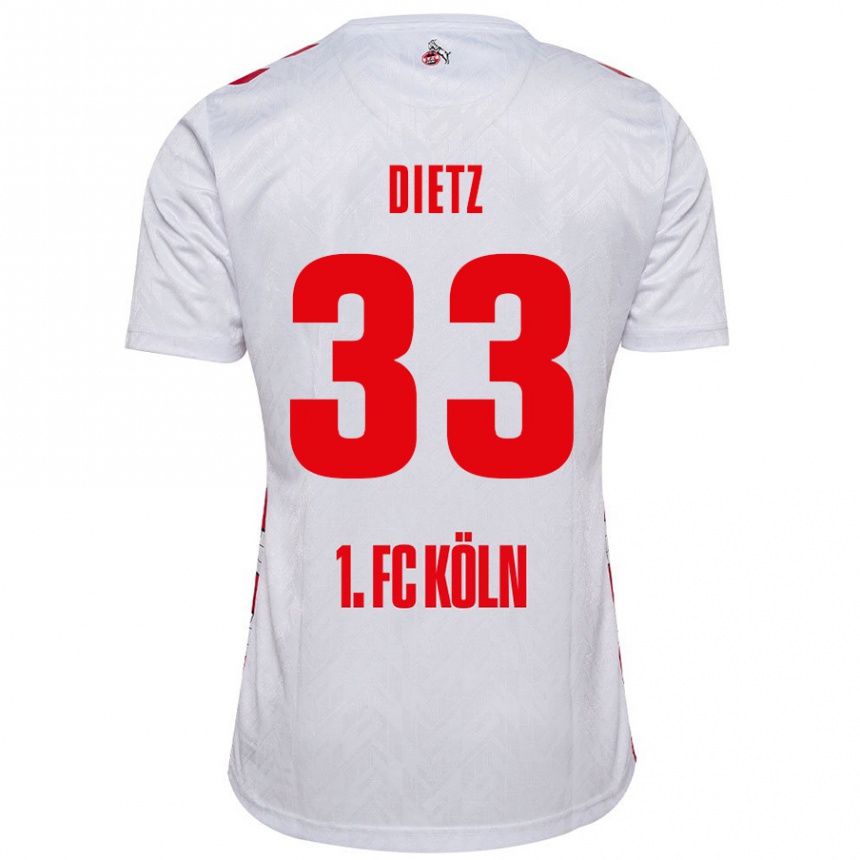 Kids Football Florian Dietz #33 White Red Home Jersey 2024/25 T-Shirt Canada