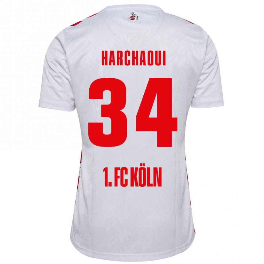 Kids Football Fayssal Harchaoui #34 White Red Home Jersey 2024/25 T-Shirt Canada