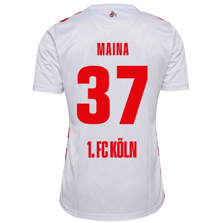 Kids Football Linton Maina #37 White Red Home Jersey 2024/25 T-Shirt Canada