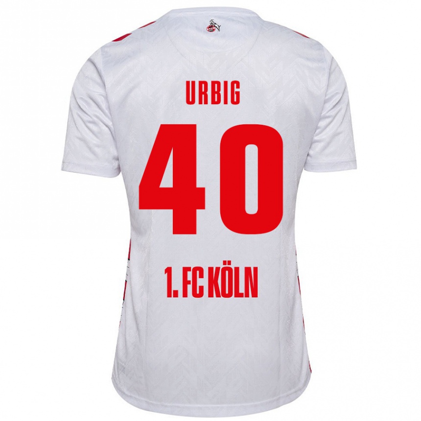 Kids Football Jonas Urbig #40 White Red Home Jersey 2024/25 T-Shirt Canada