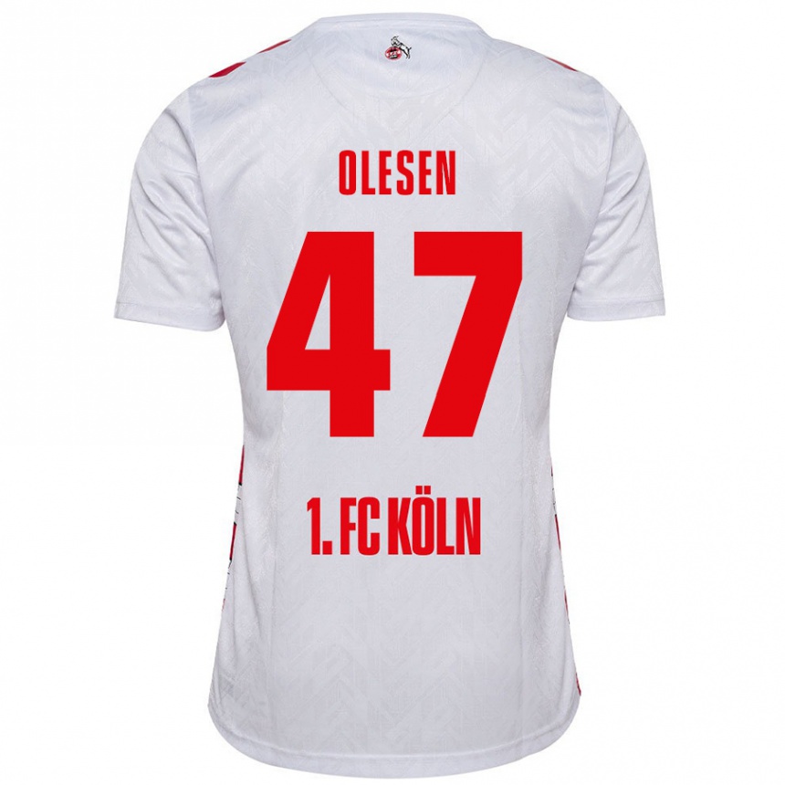 Kids Football Mathias Olesen #47 White Red Home Jersey 2024/25 T-Shirt Canada