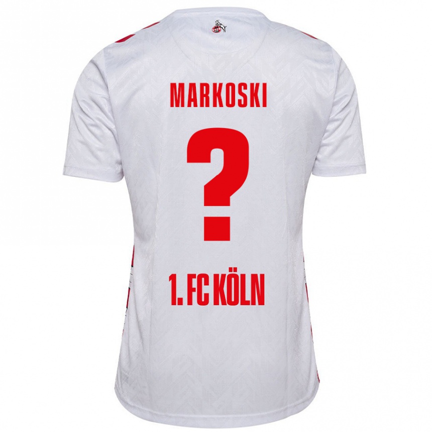 Kids Football Kristian Markoski #0 White Red Home Jersey 2024/25 T-Shirt Canada