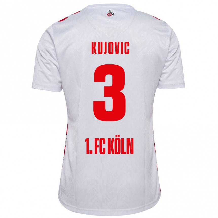 Kids Football Emin Kujovic #3 White Red Home Jersey 2024/25 T-Shirt Canada