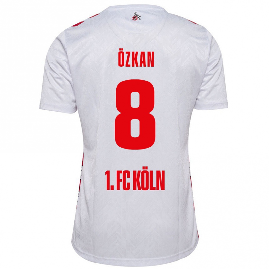 Kids Football Mikail Özkan #8 White Red Home Jersey 2024/25 T-Shirt Canada