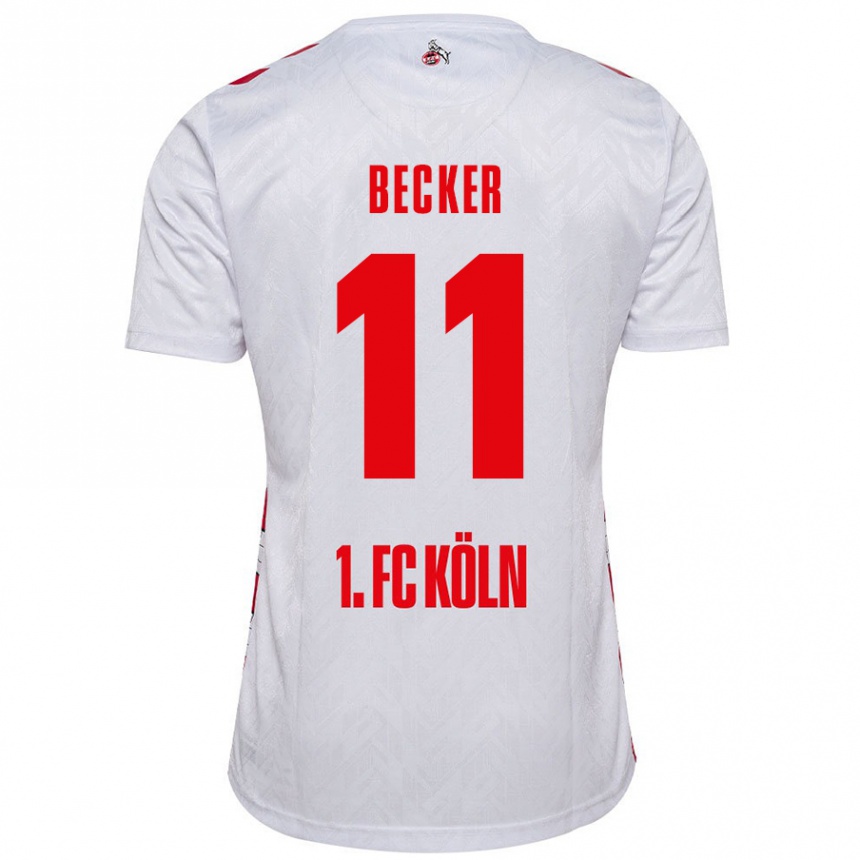 Kids Football Marlon Becker #11 White Red Home Jersey 2024/25 T-Shirt Canada