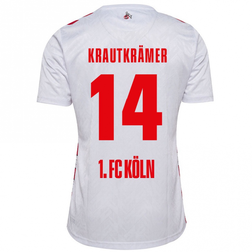 Kids Football Jakob Krautkrämer #14 White Red Home Jersey 2024/25 T-Shirt Canada