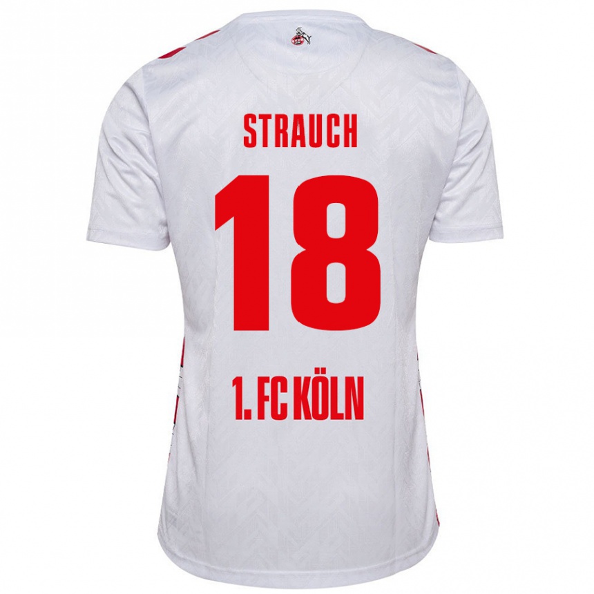 Kids Football Georg Strauch #18 White Red Home Jersey 2024/25 T-Shirt Canada