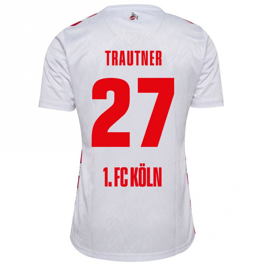 Kids Football Tobias Trautner #27 White Red Home Jersey 2024/25 T-Shirt Canada