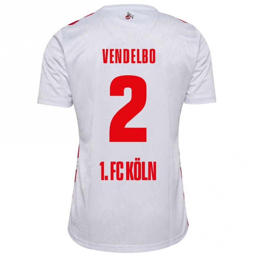 Kids Football Sofie Vendelbo #2 White Red Home Jersey 2024/25 T-Shirt Canada