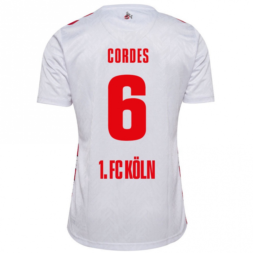 Kids Football Lotta Cordes #6 White Red Home Jersey 2024/25 T-Shirt Canada