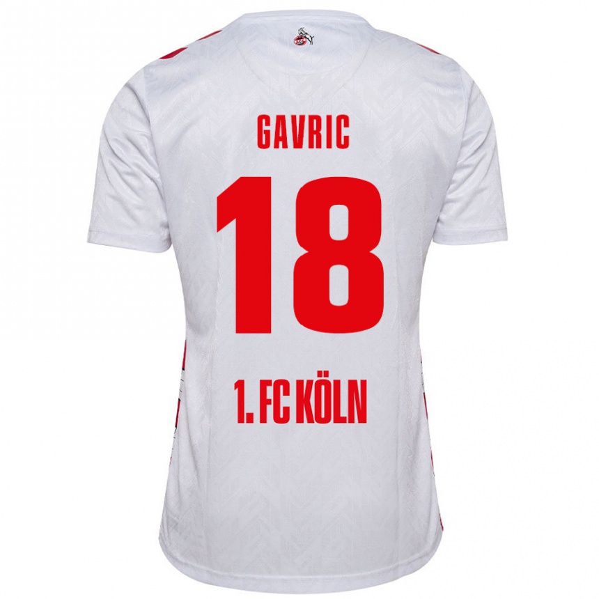 Kids Football Andrea Gavrić #18 White Red Home Jersey 2024/25 T-Shirt Canada