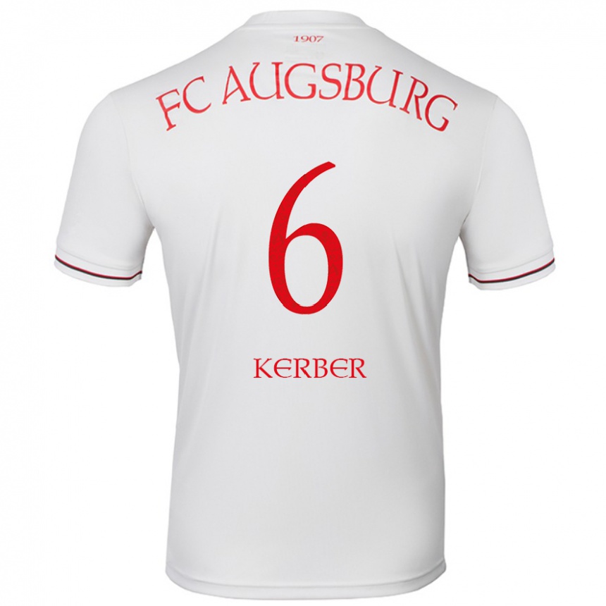 Kids Football Luca Kerber #6 White Home Jersey 2024/25 T-Shirt Canada