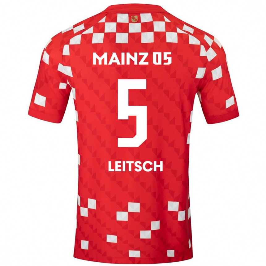 Enfant Football Maillot Maxim Leitsch #5 Blanc Rouge Tenues Domicile 2024/25 Canada