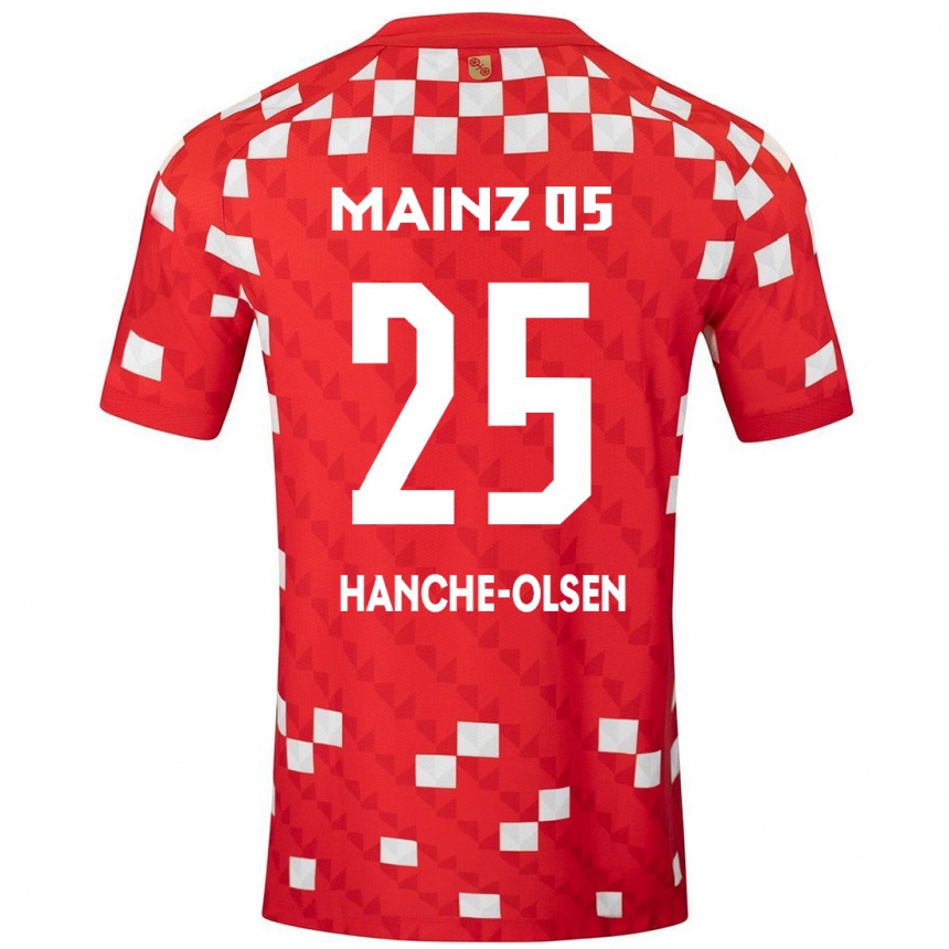 Kids Football Andreas Hanche-Olsen #25 White Red Home Jersey 2024/25 T-Shirt Canada