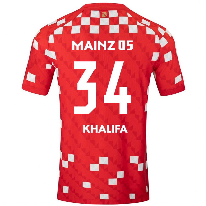 Enfant Football Maillot Sarah Khalifa #34 Blanc Rouge Tenues Domicile 2024/25 Canada