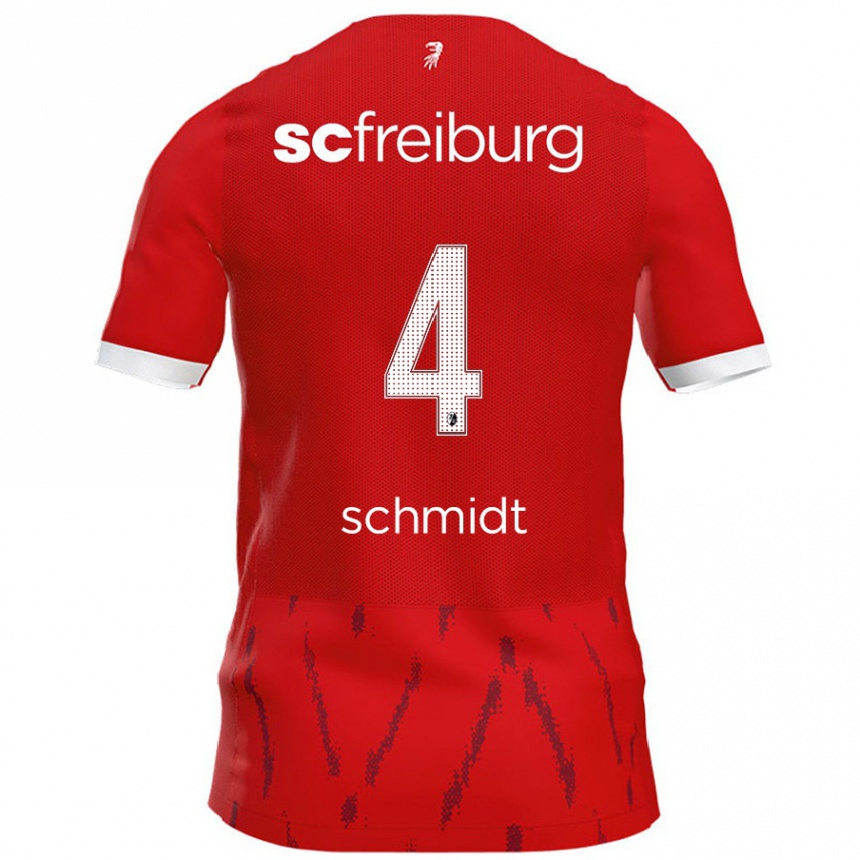 Kids Football Kenneth Schmidt #4 Red Home Jersey 2024/25 T-Shirt Canada