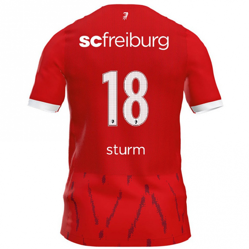 Kids Football Yann Sturm #18 Red Home Jersey 2024/25 T-Shirt Canada