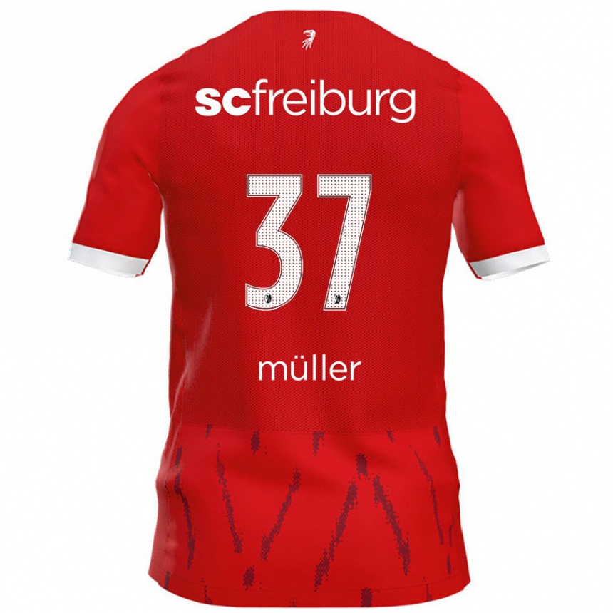 Kids Football Ruben Müller #37 Red Home Jersey 2024/25 T-Shirt Canada