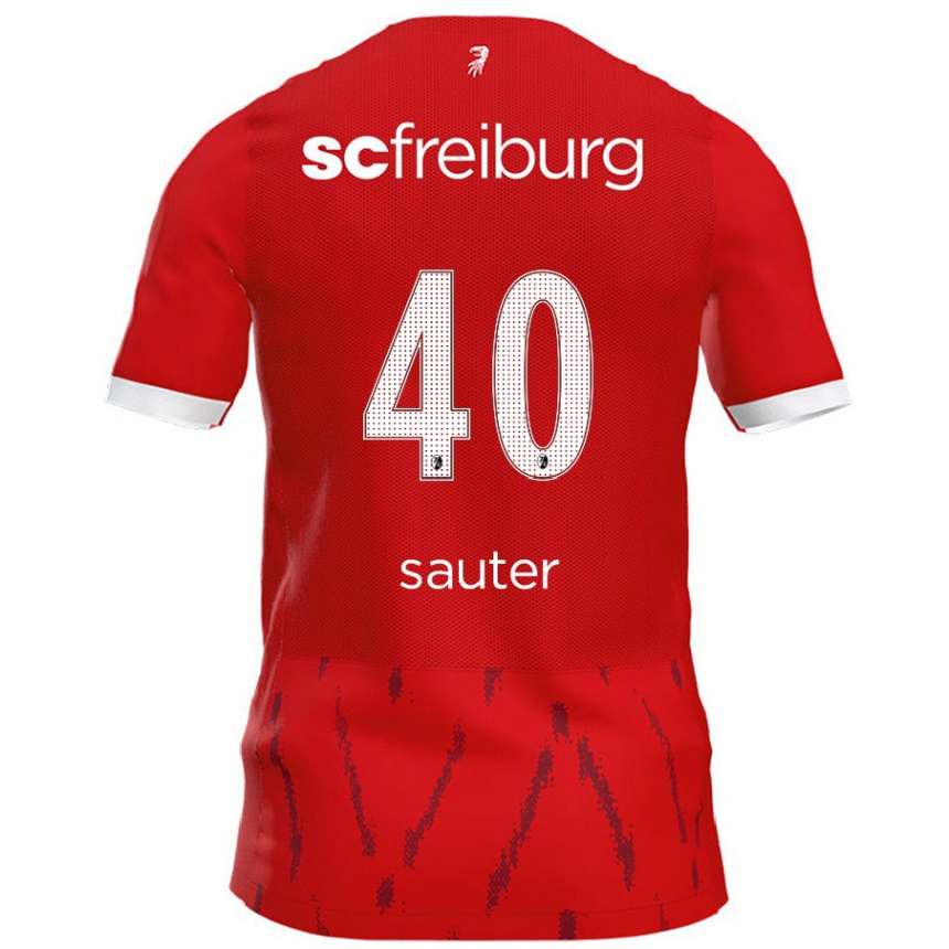 Kids Football Niklas Sauter #40 Red Home Jersey 2024/25 T-Shirt Canada