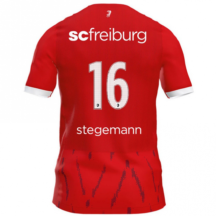 Kids Football Greta Stegemann #16 Red Home Jersey 2024/25 T-Shirt Canada