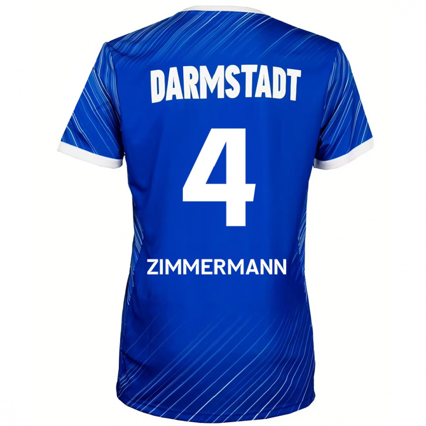 Kids Football Christoph Zimmermann #4 Blue White Home Jersey 2024/25 T-Shirt Canada