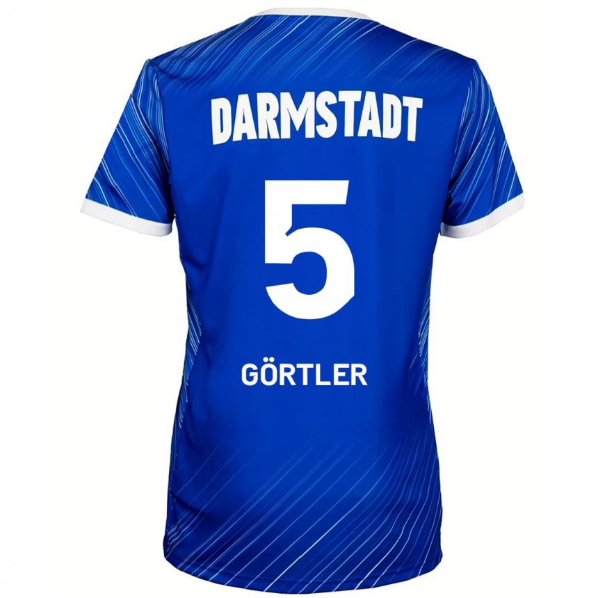 Kids Football Bastian Görtler #5 Blue White Home Jersey 2024/25 T-Shirt Canada