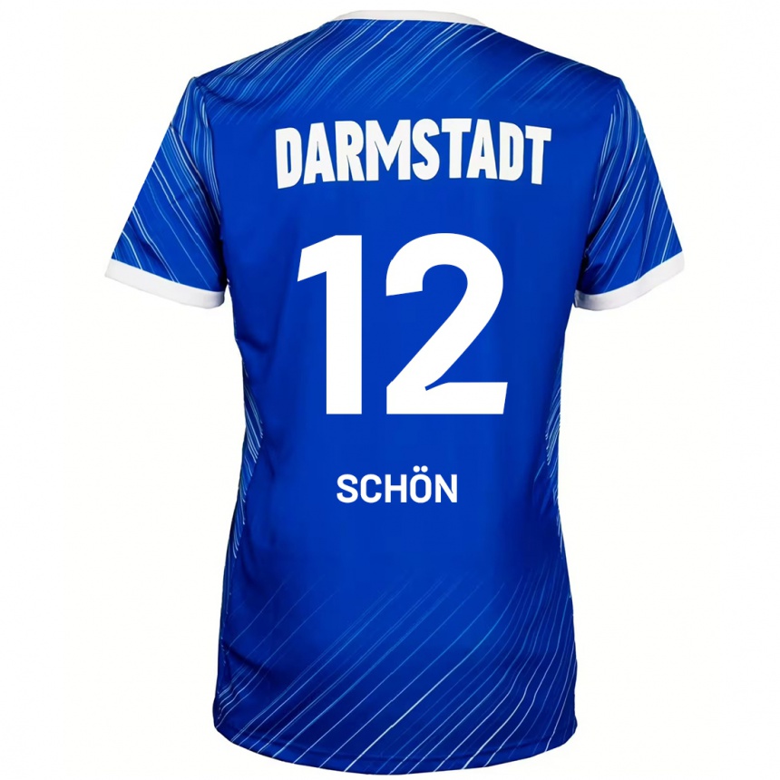 Kids Football Lars Schön #12 Blue White Home Jersey 2024/25 T-Shirt Canada