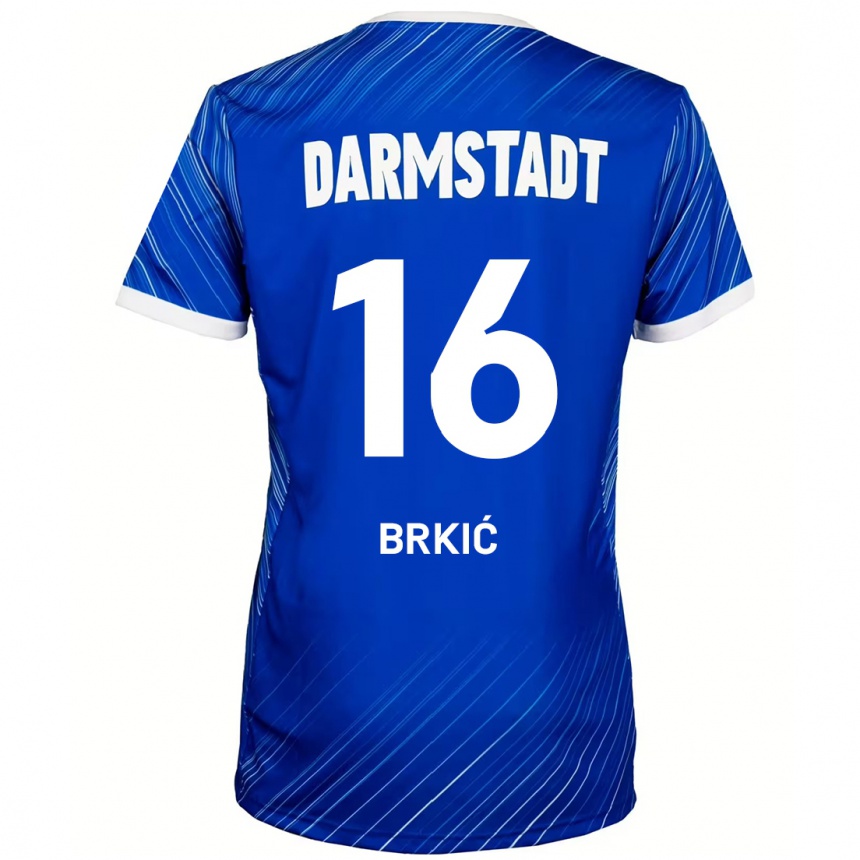 Kids Football Amar Brkić #16 Blue White Home Jersey 2024/25 T-Shirt Canada