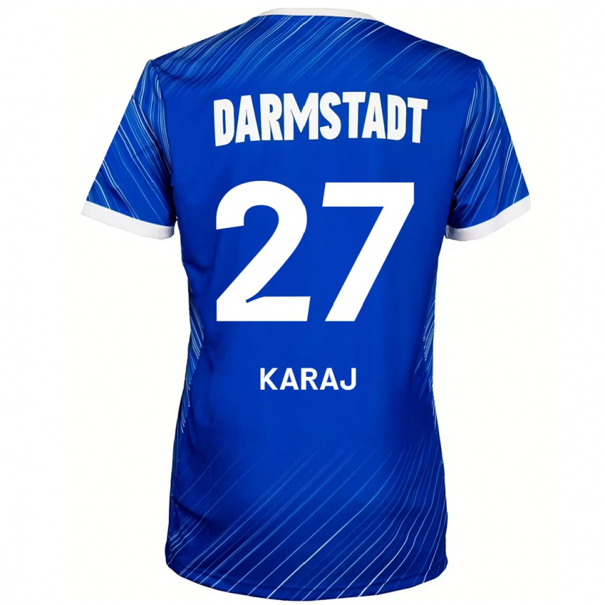 Kids Football Eraldo Karaj #27 Blue White Home Jersey 2024/25 T-Shirt Canada