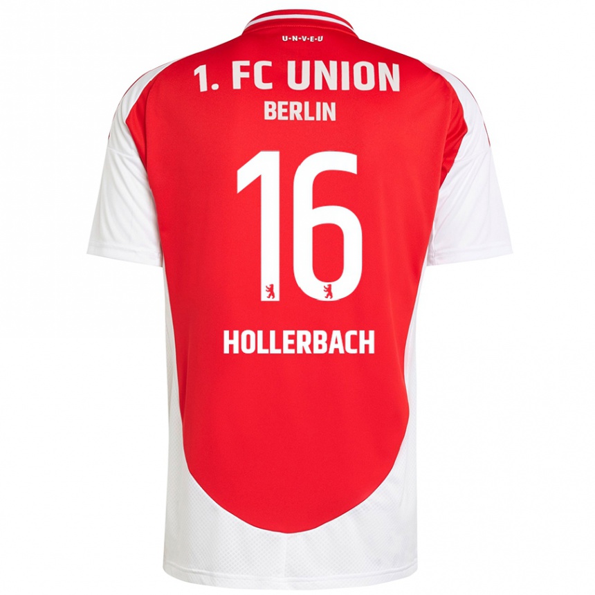 Kids Football Benedict Hollerbach #16 Red White Home Jersey 2024/25 T-Shirt Canada