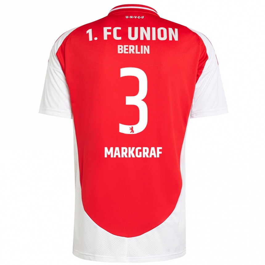 Enfant Football Maillot Andrik Markgraf #3 Rouge Blanc Tenues Domicile 2024/25 Canada