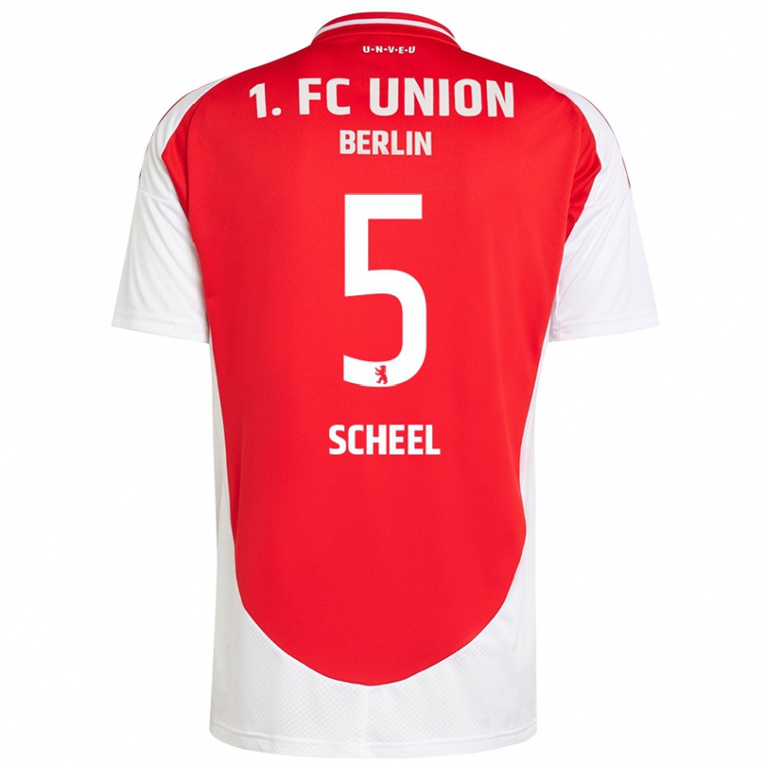 Enfant Football Maillot Luca Scheel #5 Rouge Blanc Tenues Domicile 2024/25 Canada