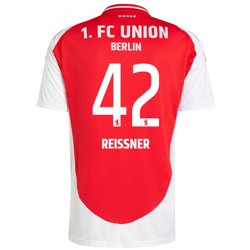 Kids Football Naika Reissner #42 Red White Home Jersey 2024/25 T-Shirt Canada