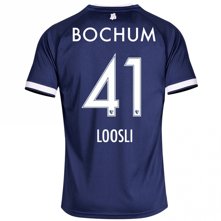 Kids Football Noah Loosli #41 Dark Blue Home Jersey 2024/25 T-Shirt Canada