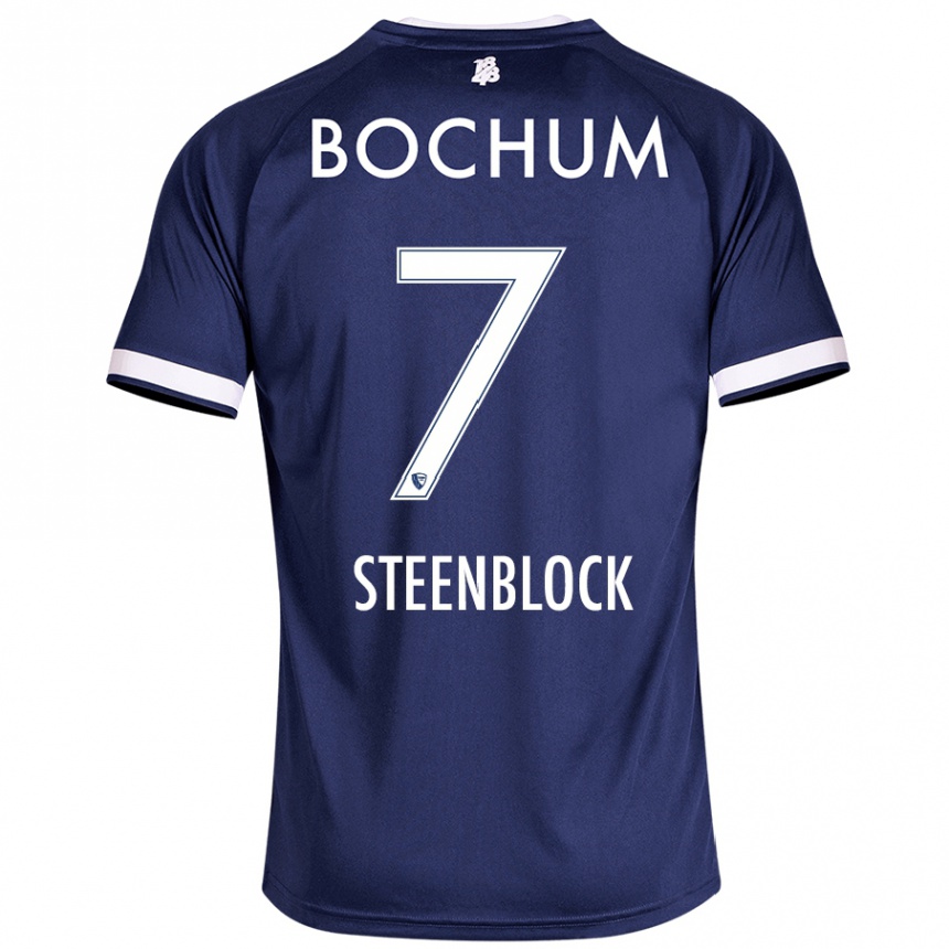 Kids Football Jannis Steenblock #7 Dark Blue Home Jersey 2024/25 T-Shirt Canada