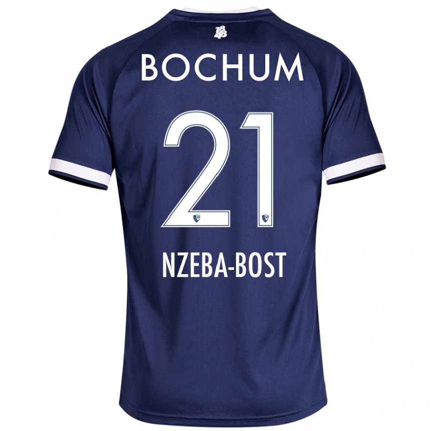 Kids Football Jan Nzeba-Bost #21 Dark Blue Home Jersey 2024/25 T-Shirt Canada