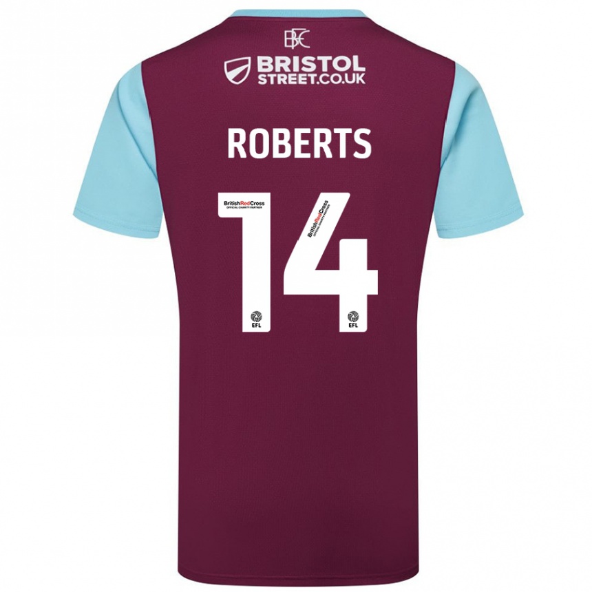 Kids Football Connor Roberts #14 Burgundy Sky Blue Home Jersey 2024/25 T-Shirt Canada