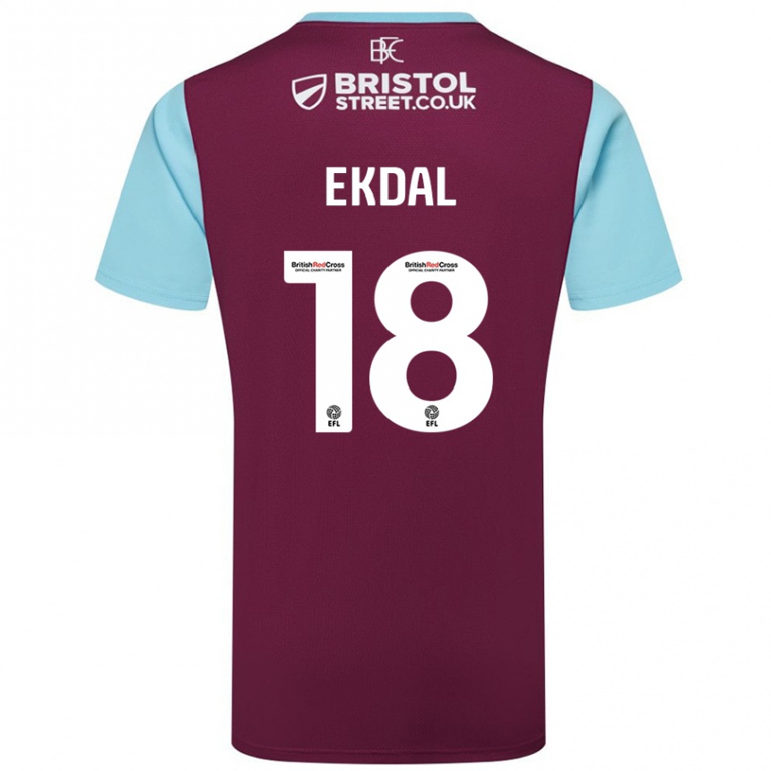 Kids Football Hjalmar Ekdal #18 Burgundy Sky Blue Home Jersey 2024/25 T-Shirt Canada