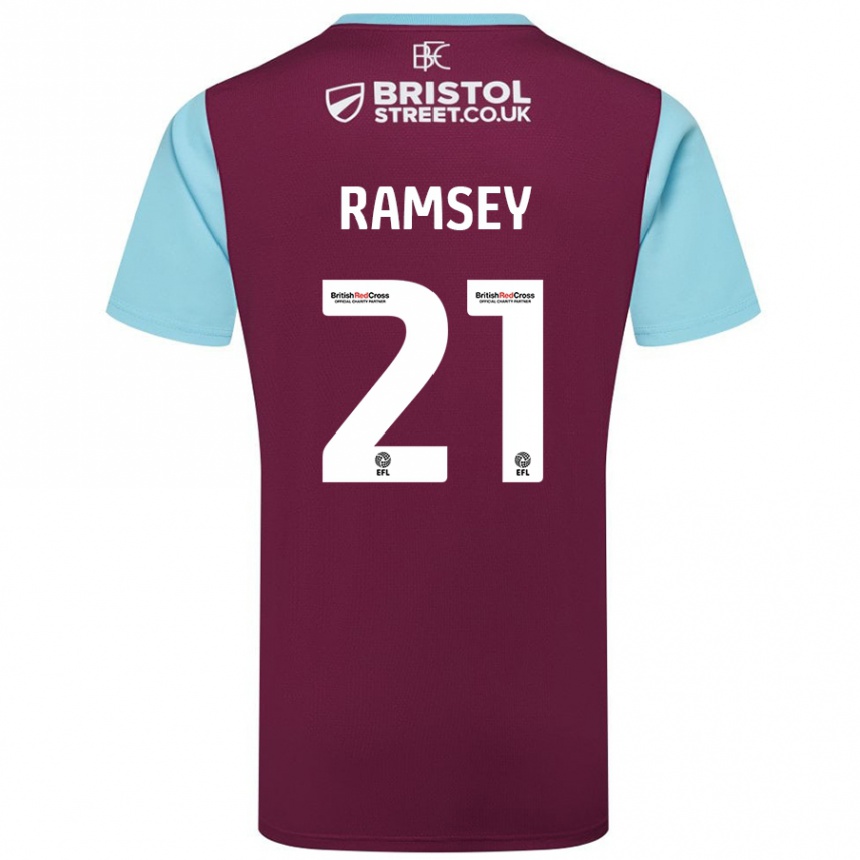 Kids Football Aaron Ramsey #21 Burgundy Sky Blue Home Jersey 2024/25 T-Shirt Canada