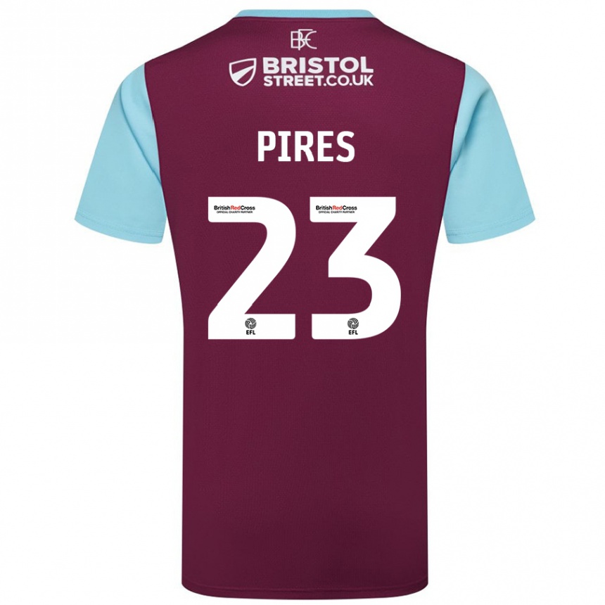 Kids Football Lucas Pires #23 Burgundy Sky Blue Home Jersey 2024/25 T-Shirt Canada