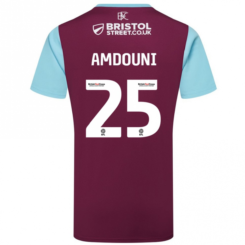 Kids Football Zeki Amdouni #25 Burgundy Sky Blue Home Jersey 2024/25 T-Shirt Canada