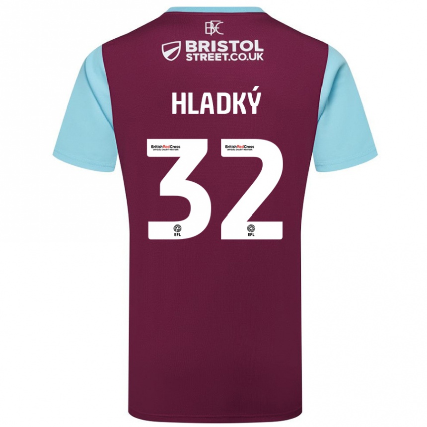 Kids Football Vaclav Hladky #32 Burgundy Sky Blue Home Jersey 2024/25 T-Shirt Canada