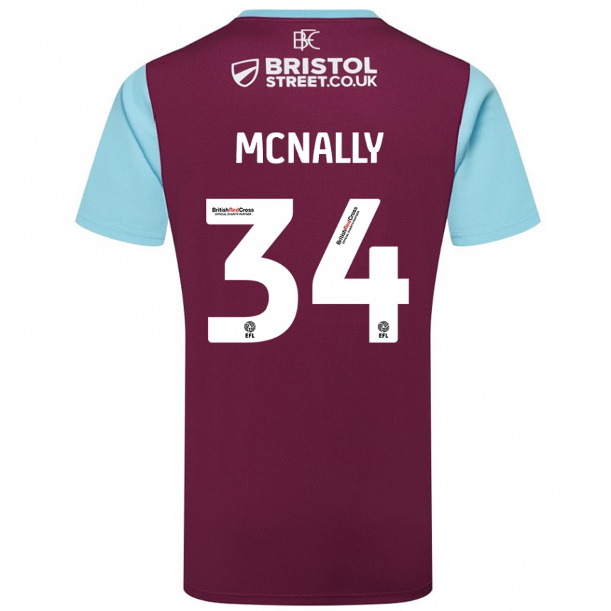 Kids Football Luke Mcnally #34 Burgundy Sky Blue Home Jersey 2024/25 T-Shirt Canada