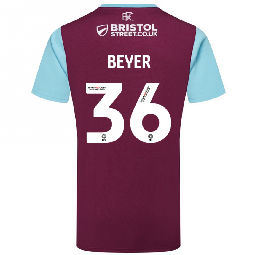 Kids Football Jordan Beyer #36 Burgundy Sky Blue Home Jersey 2024/25 T-Shirt Canada