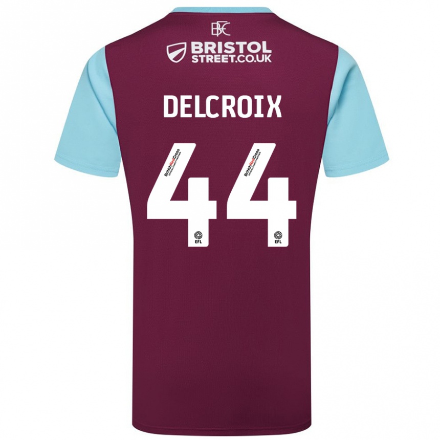 Kids Football Hannes Delcroix #44 Burgundy Sky Blue Home Jersey 2024/25 T-Shirt Canada