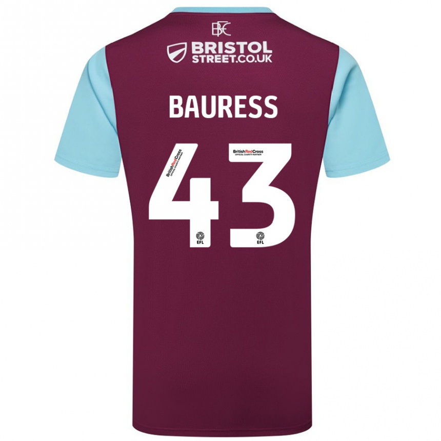 Kids Football Joe Bauress #43 Burgundy Sky Blue Home Jersey 2024/25 T-Shirt Canada